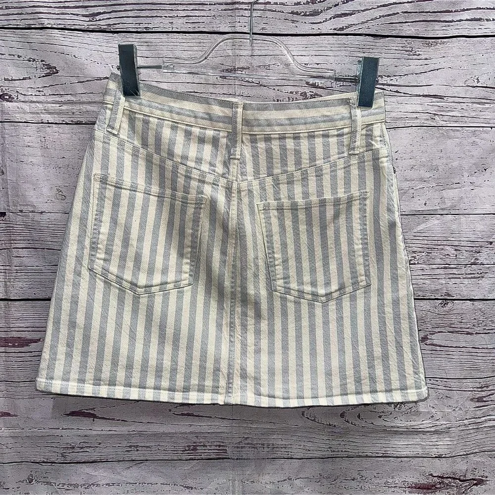 Madewell White and Grey Striped Mini Skirt Size 26